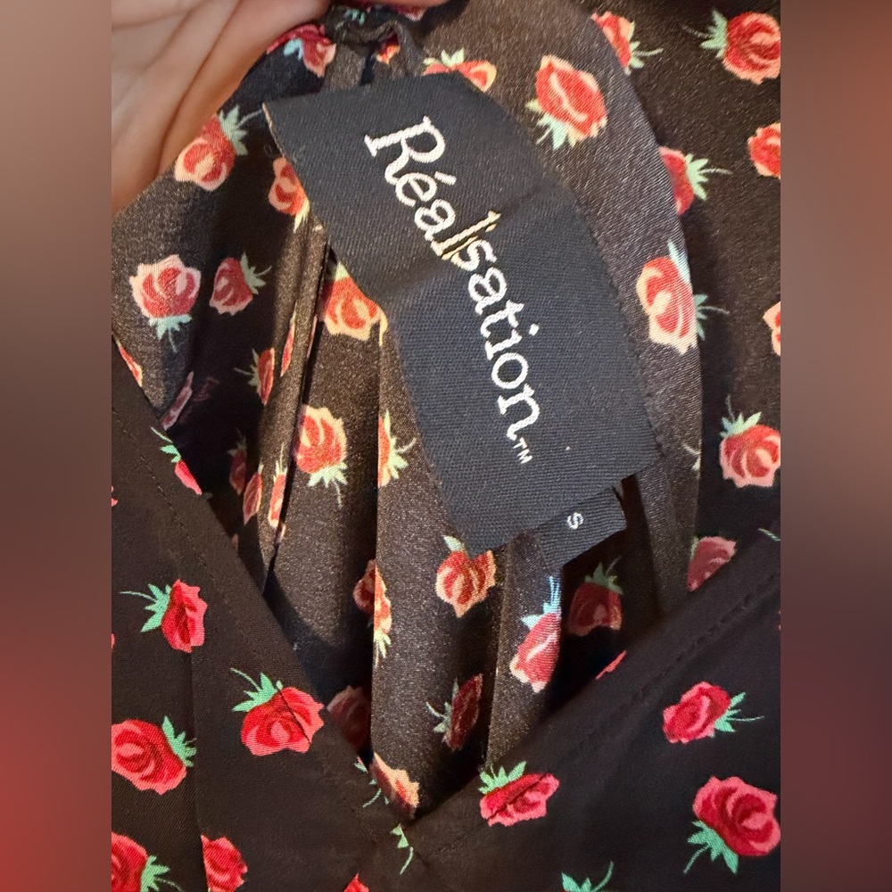 Realisation Par, small, black rose mini dress